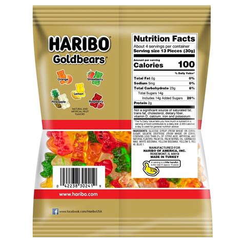 Haribo Gummy Bears Nutrition Facts - Printable Nutrition Facts