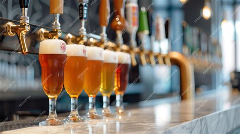 Premium Photo | Variety of Draft Beers on Tap in Modern Bar Setting