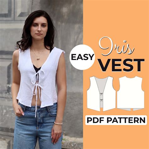 Tie Front Vest Sewing Pattern | Easy Sleeveless Top Pattern | Pattern ...