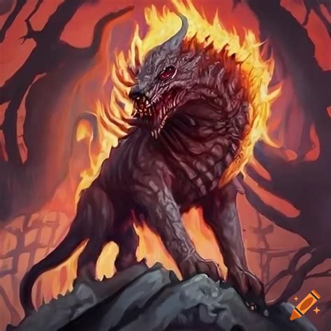 Image of a corrupted hell hound from dungeons and dragons on Craiyon