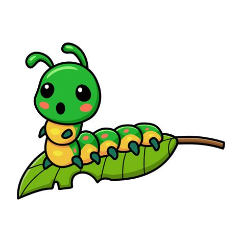 Cute little caterpillar cartoon on leaf 12750679 Vector Art at Vecteezy