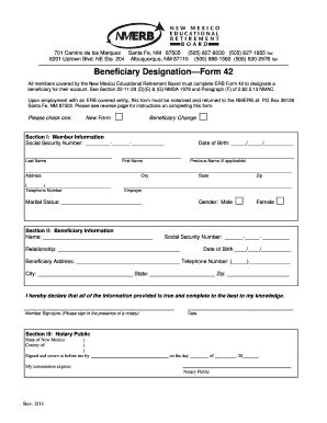 NM ERB Form 42 2011 - Fill and Sign Printable Template Online