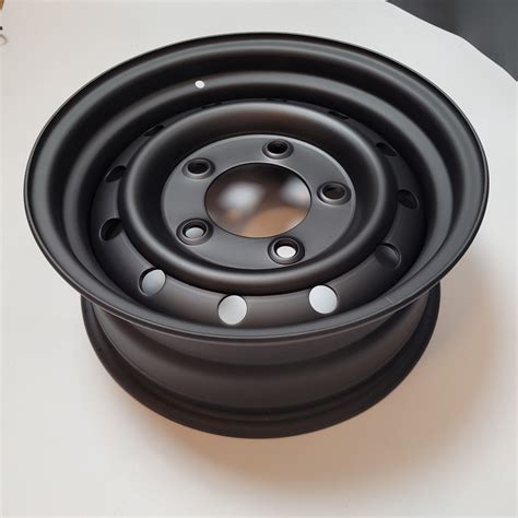 SET OF 5 DEFENDER 16'' x 6.5 Heavy Duty Wolf Steel Wheel Matt Black ...