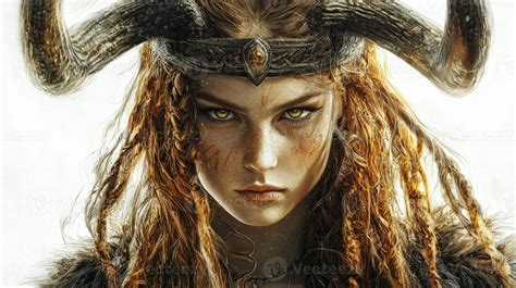 Freia the Scandinavian goddess of love and fertility displays fierce ...