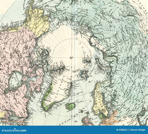 Antique Map of North Pole stock illustration. Illustration of pole - 858823