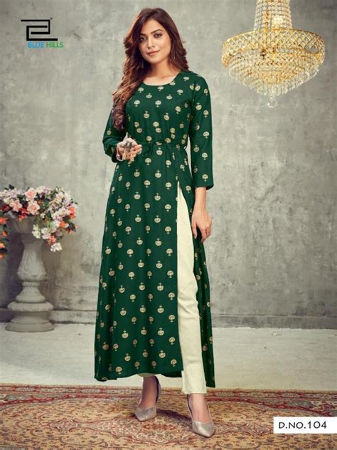 Blue Hills First Date Vol 1 Fancy Rayon Side Slit Kurti Catalog