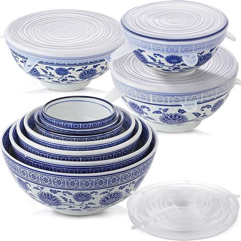 Amazon.com: Tioncy 8 Pack Nesting Porcelain Mixing Bowl Set Round ...