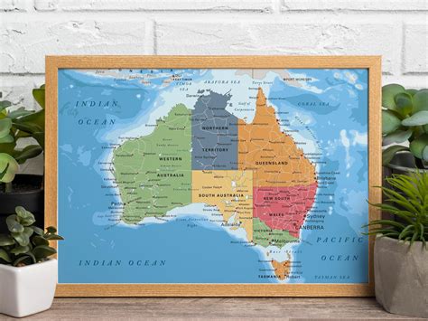 Political Map of Australia. Large Printable Australia Map Poster Full Color With, Countries ...