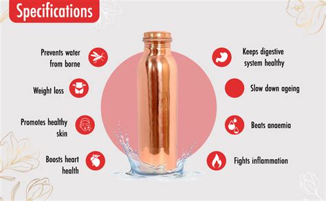 Golden Valley Copper Bottles for Water 1 Litre/Liter/LTR Water Bottle ...