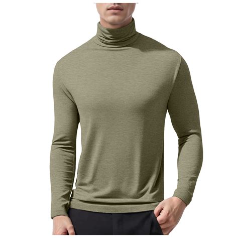 Gvdentm Men's Turtleneck Shirts Mens Autumn Winter Solid Soft ...