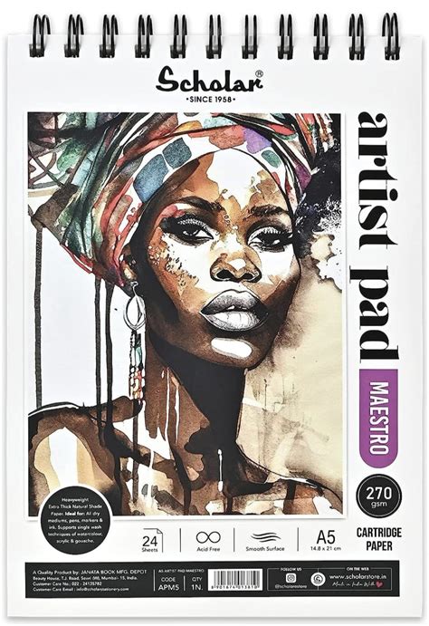 Scholar A5 270 GSM Artist Pad – Maestro (24 Sheets)- Wiro Bound ...