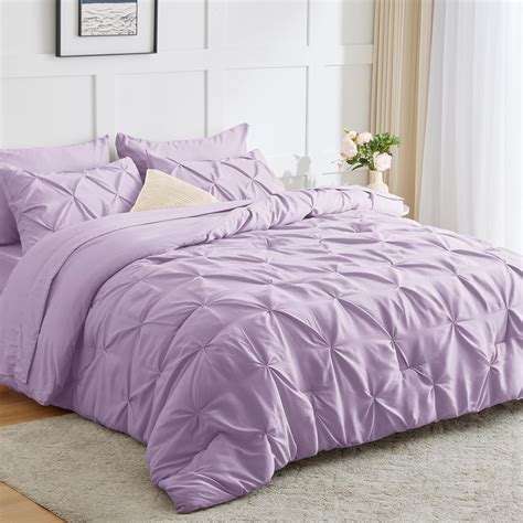 Amazon.com: HIMEET Light Purple Comforter Set Full 7 Pieces Lavender ...