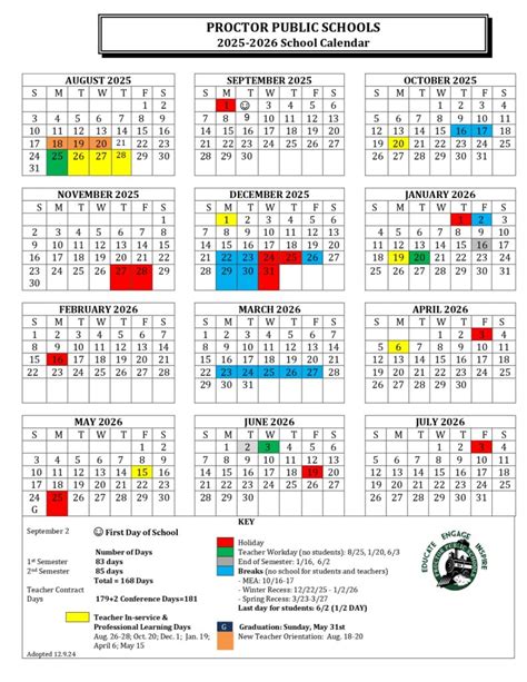 Proctor Public Schools MN Calendar 25-26 Revised [pdf] - EduCounty