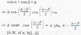 If cos a + cos b = a, sin a + sin b =b and q is the arithmetic mean ...