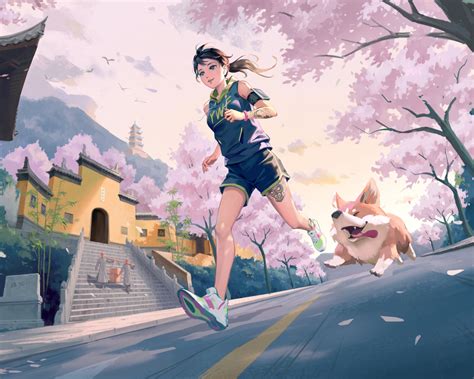 1280x1024 Resolution Anime Girl Running with Dog 1280x1024 Resolution ...