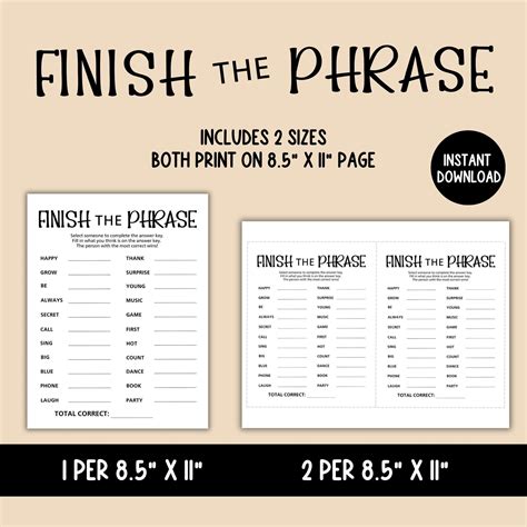 Icebreaker Game, Printable Finish the Phrase Game, Easy Party Starter ...