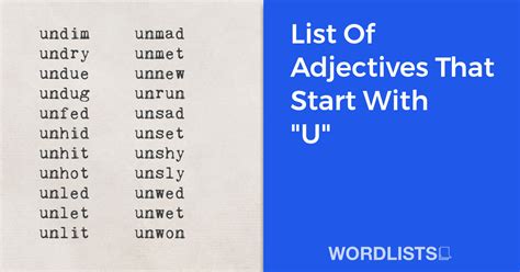 List Of Adjectives That Start With "U"