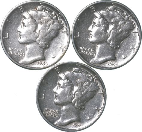 HIGH GRADE 1944 1944 1941 Mercury Silver Dime - BETTER | Property Room