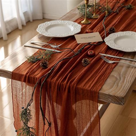 Keketo Fall Table Runner Terracotta Rust Gauze 120 Inch 10 FT Rustic ...