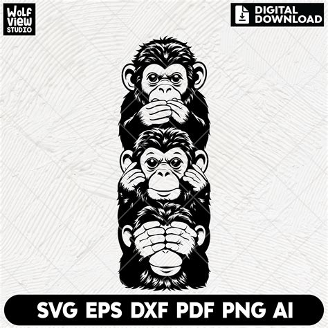 Three Wise Monkeys Svg, Three Monkeys Svg, Monkey Svg, Cute Monkeys Svg ...