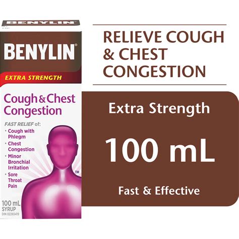 Benylin Extra Strength Cough & Chest Congestion Relief Syrup - 200mg Guaifenesin, 15mg ...