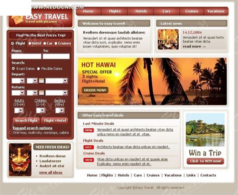 旅游类网站网页模板源码素材免费下载_红动网