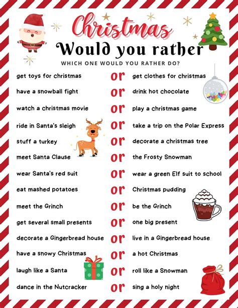 Would You Rather Xmas Edition at Audrey Stier blog