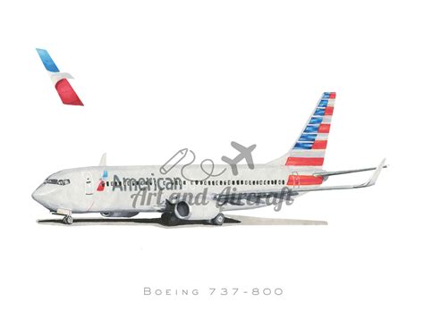 Buy American Airlines Boeing 737 Drawing Art Print Online in India - Etsy