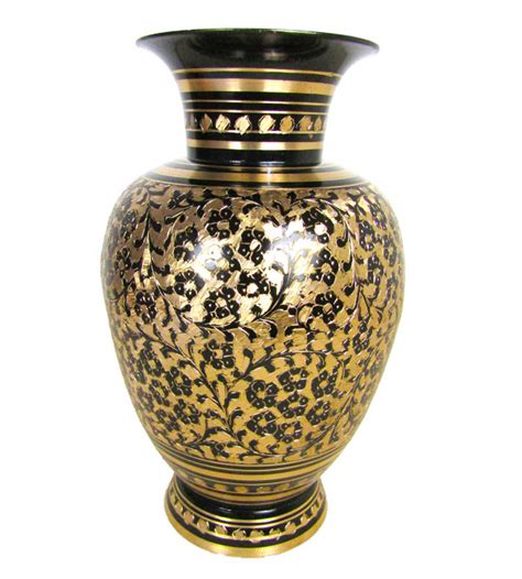 Brass Flower Vase with Fine Enamel Work – 10 Inch | Handcrafted ...