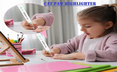 HETNIT Cute Cat Paw Highlighters Writing Student Gift Claw Pastel pen ...