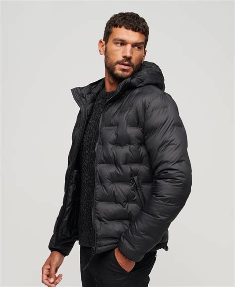 SHORT QUILTED MEN'S BLACK PUFFER COAT