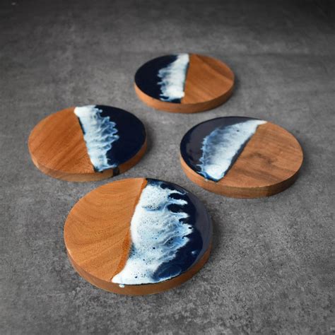 Oceana Wood Resin Coasters Set of 4 – Spruce and Pop
