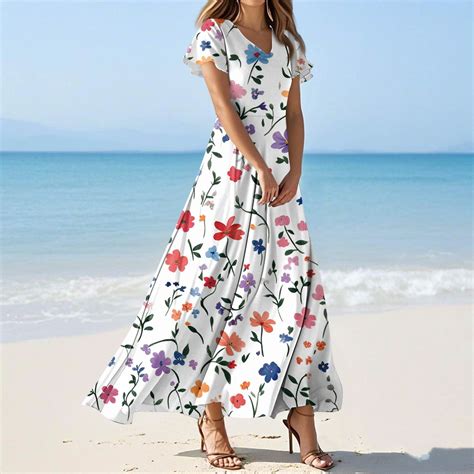 GXIPO Short Sleeve Floral Dresses for Women Elegant Empire Waist ...