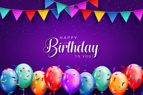 Happy birthday celebration background with realistic colorful balloons ...