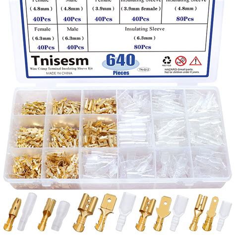 Tnisesm 640Pcs 2.8/4.8/6.3mm Male and Female Spade Connector & Bullet ...