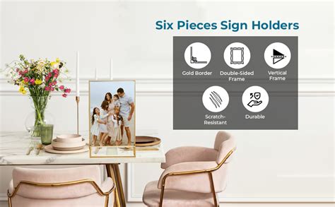 Climberty® 6Pcs Acrylic Gold Sign Holders, 5.9x8.2 inch Clear Picture ...