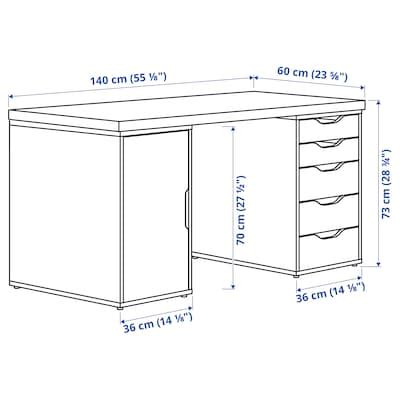 LAGKAPTEN / ALEX desk, black-brown/white, 140x60 cm (551/8x235/8") - IKEA