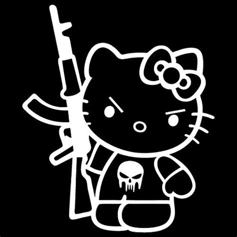 Buy Hello Kitty AK-47 Punisher Machine Gun Vinyl Decal Sticker (HK-17 ...