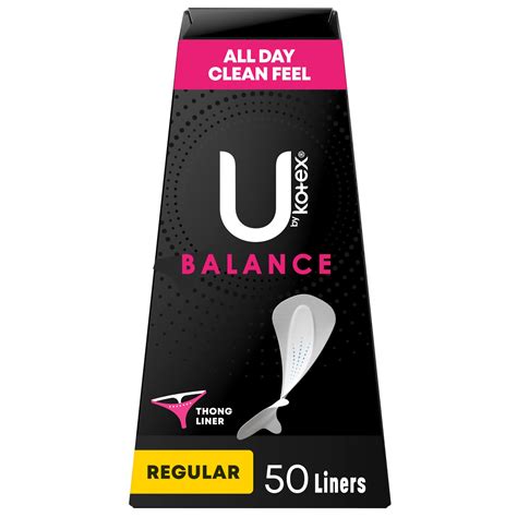 U by Kotex Balance Thong Panty Liners, Regular, 50 CT