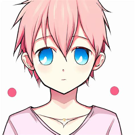 cutest anime boy, pink hair, big blue eyes, detailed... | OpenArt