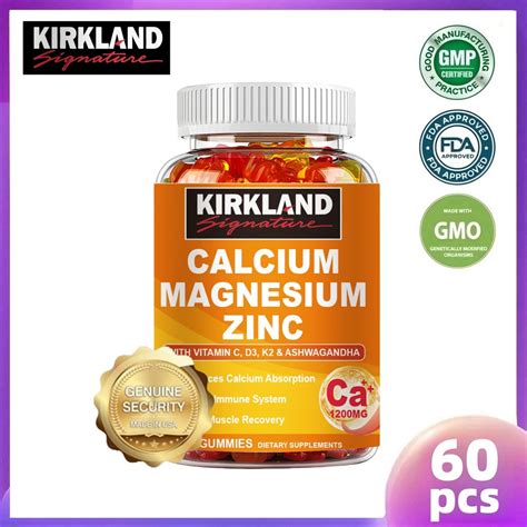 KIRKLAND Calcium Magnesium Zinc Gummies Enhance Calcium Absorb, Strengthen Bone, Teeth and ...
