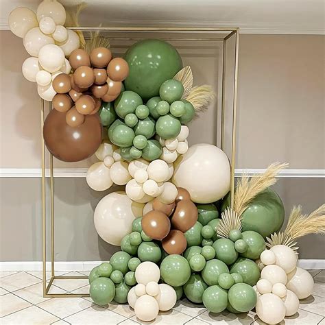 Sage Green Tan Balloon Arch Kit - 134Pcs Retro Olive Green Brown Nude ...