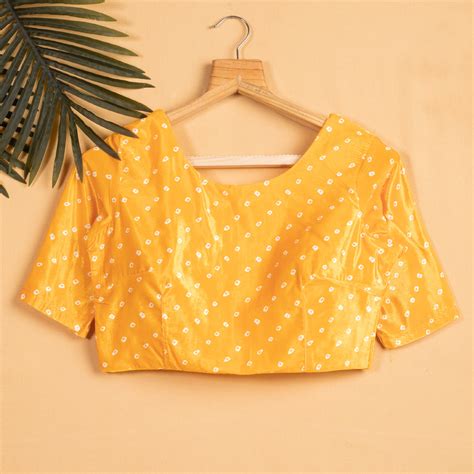 Yellow Bandhani Printed Blouse – Fabcurate