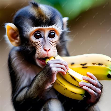 Premium AI Image | cute monkey eating banana