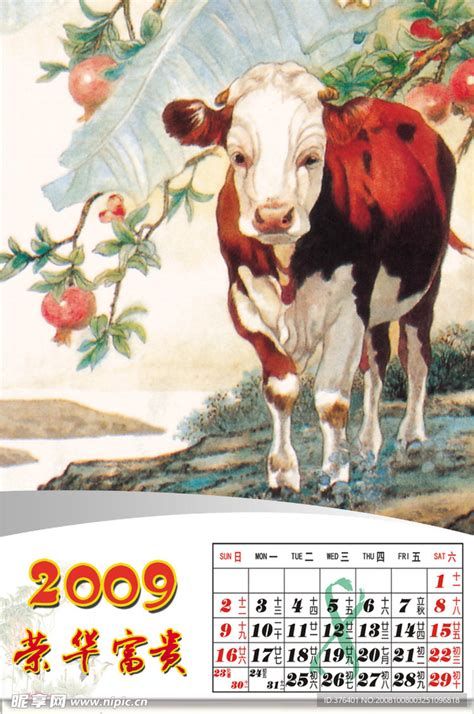 2009牛年挂历全套8月份设计图__节日庆祝_文化艺术_设计图库_昵图网nipic.com