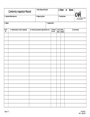 Fillable Online CAA Form 8100-1 Conformity Inspection Record Fax Email ...