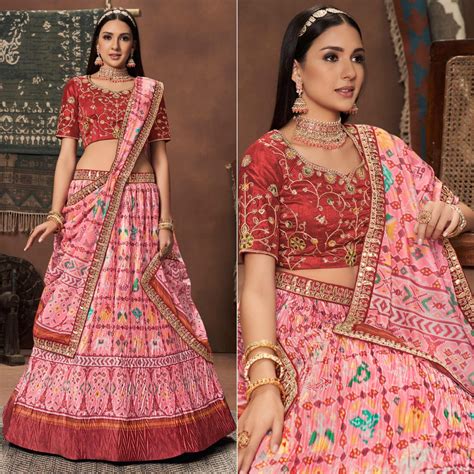 Pink Kalamkari Printed Art Silk Lehenga Choli