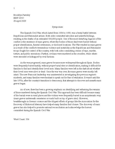 HIST 435C- Symposium - 1 Brooklyn Parmley HIST 435C 28 April 2023 ...