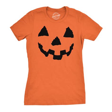 Women's Pumpkin Face T-Shirt Funny Halloween Jack O Lantern Shirt for ...