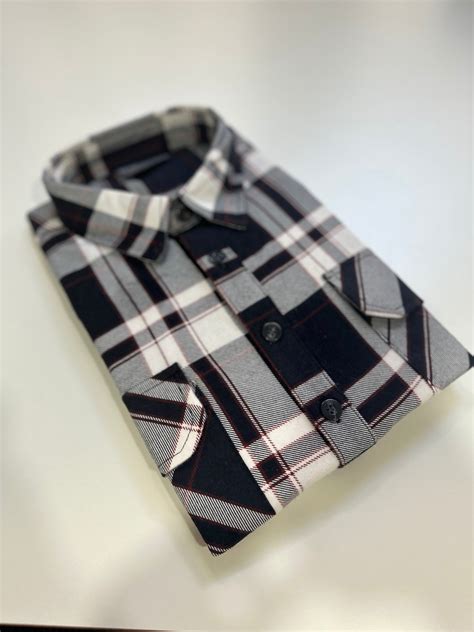 Big Mens Full Button Flannelette Shirt (Red-Navy-White) – Pilgrim ...